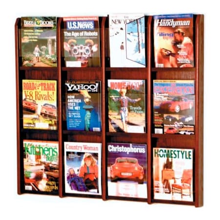 Wooden Mallet 12 Pocket Oak & Acrylic Wall Rack Mahogany MM-12MH